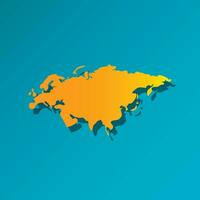 Vector illustration card with orange silhouette of continent Eurasia. Blue background