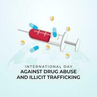 International Day against Drug Abuse and Illicit Trafficking design template good for celebration usage. drugs vector design. flat design. vector eps 10.