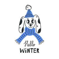 Hello winter dog vector