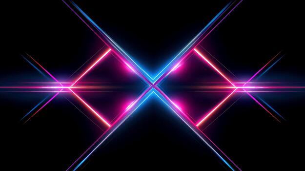 Abstract abstract neon glowing line, Technology background, Generative AI illustration photo