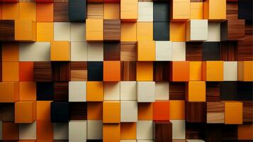 Wood marquetry wall parquet, abstract pattern background, Generative AI illustration photo