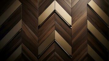 Wood marquetry wall parquet, abstract pattern background, Generative AI illustration photo