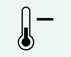 Thermometer Negative Temperature Cold Minus Less Reduce Down Drop Decrease Lower Freeze Black White Shape Line Outline Icon Sign Symbol EPS Vector
