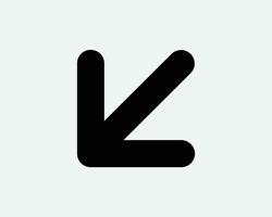 Arrow Point Bottom Left Icon Pointing Position Navigation Path Entrance Exit Here Black White Shape Line Outline Road Sign Traffic Symbol EPS Vector