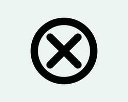 cancelar circulo icono redondo Eliminar eliminar incorrecto X prohibido rechazar no permitido negativo negar No cruzar negro blanco contorno forma firmar símbolo eps vector
