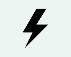 Electricity Icon Thunder Energy Shock Zap Voltage Flash Power Electric Bolt Charge Danger Volt Black White Line Outline Shape Sign Symbol EPS Vector