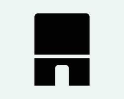 Building Icon Condominium Residential Block Apartment Office Skyscraper Structure Complex City Black White Shape Line Outline Sign Symbol EPS Vector