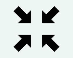 Zoom Out Icon 4 Arrows Arrow Point Pointer Gesture Aim Target Location Position Navigation In Black White Shape Line Outline Sign Symbol EPS Vector