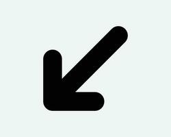 Point Arrow Bottom Left Icon Lower Conner Pointer Here Enter Exit Position Navigation Black Shape Line Outline Road Sign Traffic Symbol EPS Vector