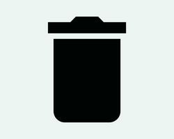 Trashcan Icon Dustbin Dust Bin Trash Can Delete Remove Eliminate Discard Rubbish Waste Basket Black White Shape Line Outline Sign Symbol EPS Vector