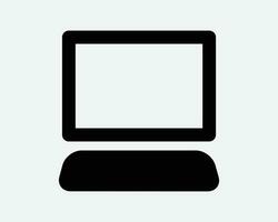 Laptop Icon Notebook Computer Screen Device Business Tech Technology Equipment Desktop Office Black White Shape Line Outline Sign Symbol EPS Vector