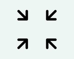 Four Arrows Point In Icon 4 Arrow Pointer Zoom Out Scale In Target Direction Position Navigation Black White Shape Line Outline Sign Symbol EPS Vector