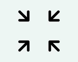 Four Arrows Point In Icon 4 Arrow Pointer Zoom Out Scale In Target Direction Position Navigation Black White Shape Line Outline Sign Symbol EPS Vector