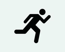 Sprinting Icon Run Running Dash Sport Runner Athlete Train Training Fast Exercise Race Activity Black White Outline Line Shape Sign Symbol EPS Vector