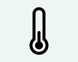 Thermometer Icon Measure Temperature Measurement Test Hot Cold Scale Measuring Tool Medical Black White Shape Line Outline Sign Symbol EPS Vector