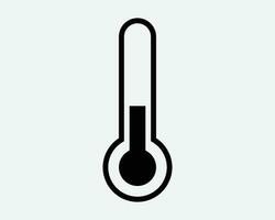 Thermometer Icon Temperature Measure Measurement Test Hot Cold Scale Measuring Tool Medical Black White Shape Line Outline Sign Symbol EPS Vector
