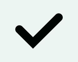 Checkmark Tick Icon Correct Select Check Mark Okay Verify Verified Choice Yes Vote OK Right Black White Line Outline Shape Sign Symbol EPS Vector