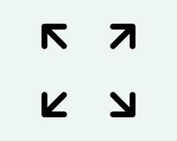 Expanding Arrows Icon Four Arrow 4 Point Pointers Zoom In Out Gesture Expand Enlarge Expansion Black White Shape Line Outline Sign Symbol EPS Vector