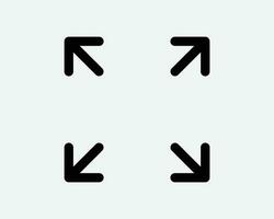 Expanding Arrows Icon Four Arrow 4 Point Pointers Zoom In Out Gesture Expand Enlarge Expansion Black White Shape Line Outline Sign Symbol EPS Vector