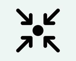 Gathering Point Arrow Icon Four Pointer Target Assembly Position Location Here Targeting Aim Center Black Shape Line Outline Sign Symbol EPS Vector