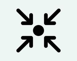 Gathering Point Arrow Icon Four Pointer Target Assembly Position Location Here Targeting Aim Center Black Shape Line Outline Sign Symbol EPS Vector