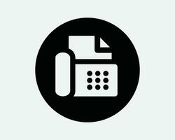 Fax Machine Circle Icon Office Equipment Print Printer Device Phone Business Telephone Round Black White Line Outline Shape Sign Symbol EPS Vector