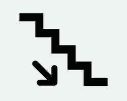 Going Down Stairs Icon Staircase Steps Stairwell Up Stair Well Case Walk Climb Ladder Escalator Path Black White Outline Line Shape Sign Symbol Vector