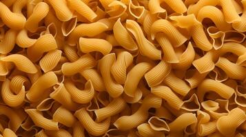 Variety of types and shapes of Italian pasta. AI Generated photo