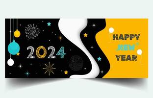 Print 2024 new year celebration banner template vector illustration