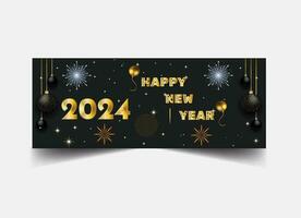 2024 new year celebration banner template golden decoration vector illustration