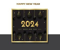 2024 new year celebration banner template golden decoration vector illustration