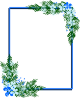 Winter frame with snowfall and floral clipart png