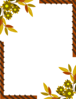 Autumn floral frame and leaves clipart png