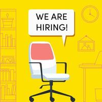 We are hiring speech bubble on empty workspace vector