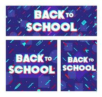 Back to school banner set modern typography vector