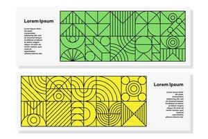 Flyer set geometry line bauhaus background style vector