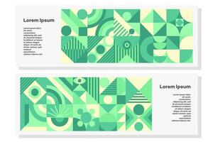 Green geometry flyer set bauhaus minimal 20s vector