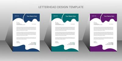 Modern corporate business letterhead 3 colorful design template vector