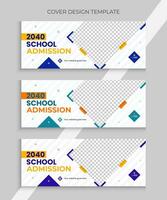 School admission Facebook  cover design, social media banner design vector template.