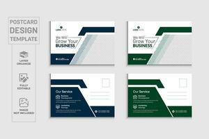 Professional  modern corporate business  postcard template or marketing agency postcard design with 2color versions vector