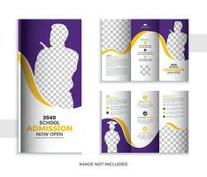 2050 school admission trifold brochure design, back to school trifold brochure design. vector