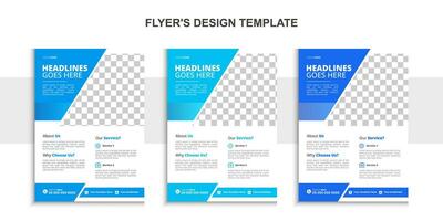 Coporate medical flyer design,healthcare flyer modern template,a4 size with 3 color template vector