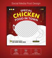 Special fried chicken social media post design, delicious food menu web banner design. vector