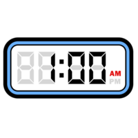 digital relógio Tempo às 1,00 sou, digital relógio 12 hora formato png