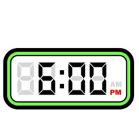 Digital Uhr Zeit beim 6.00 Uhr, Digital Uhr 12 Stunde Format png