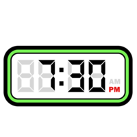 numérique l'horloge temps à 7h30 pm, numérique l'horloge 12 heure format png