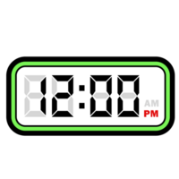 digital reloj hora a 12.00 pm, digital reloj 12 hora formato png