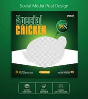 Special fried chicken social media post design, delicious food menu web banner design. vector