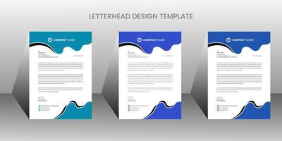 Modern corporate business letterhead 3 colorful design template vector