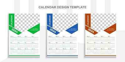 2024 moderno calendario diseño con sitio para foto y negocio o empresa logo.creativo calendario diseño vector diseño con 3 vistoso modelo.